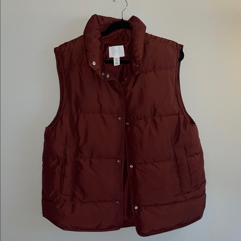 H&M Maroon Oversized Puffer Vest